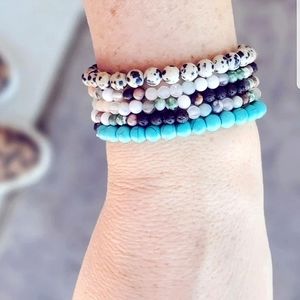 Hand Crafted Genuine Turquoise and Lava Bead Stackable Diffuser Stretch Bracelet